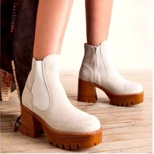Jeffrey Campbell x Free People Suede Beige Platform Boots